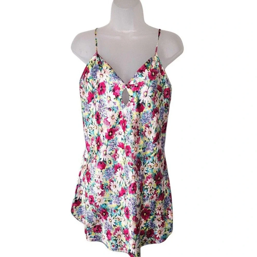 Morgan Taylor Intimates Floral Satin Robe‎ and Nightgown Set Pink P/S
